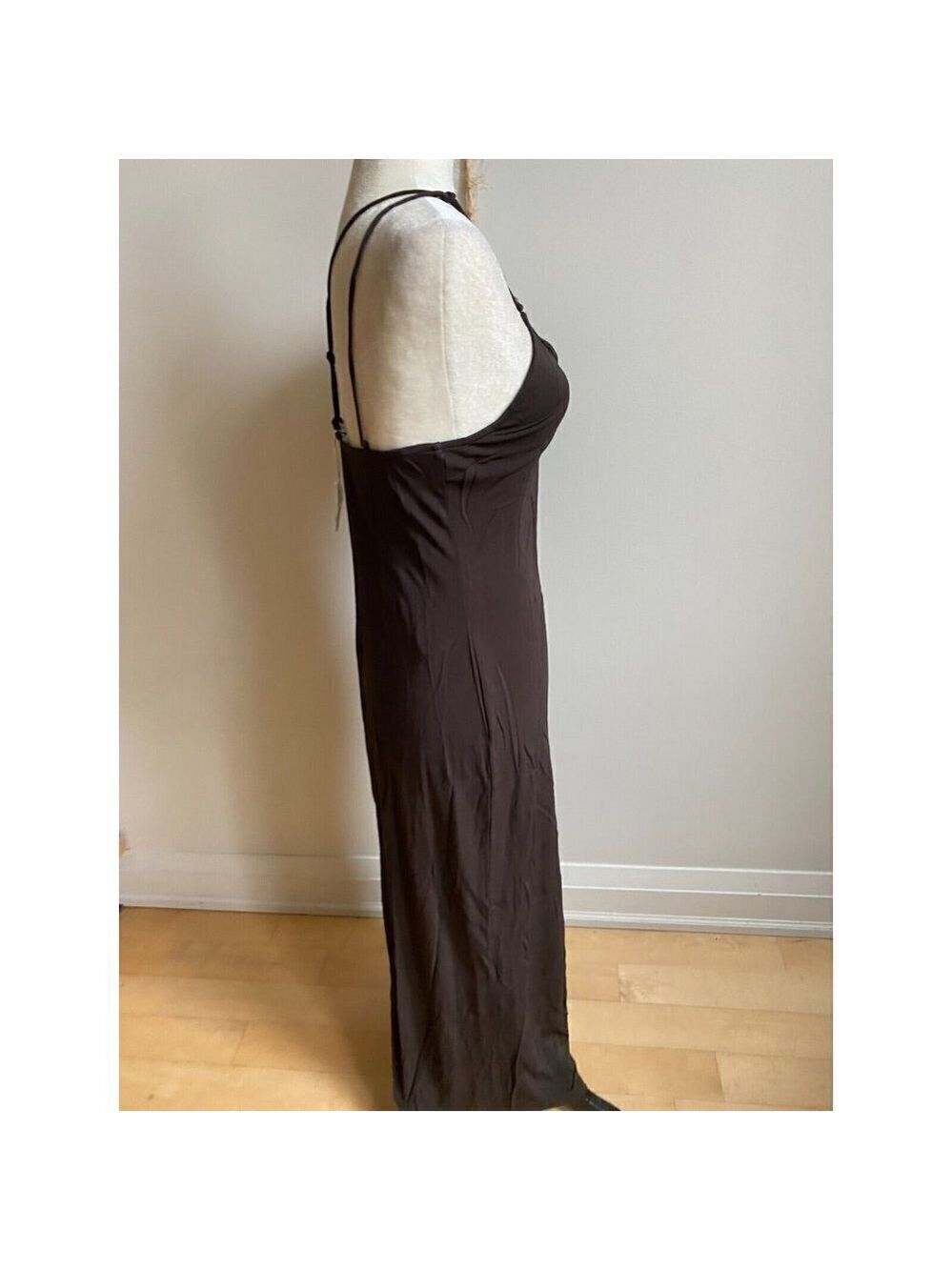 Frame BNWOT womens black delicate knot midi dress sz Medium side slit - Picture 4 of 9